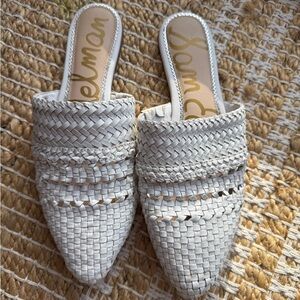 Sam Edelman Cream Woven Mules